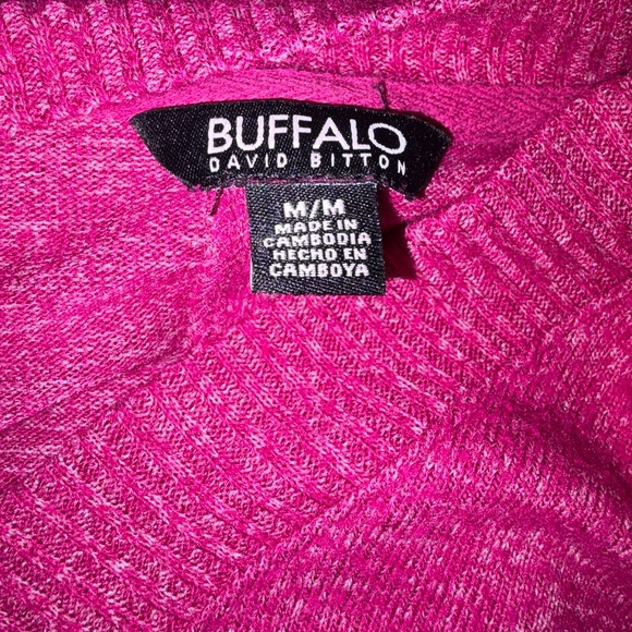 🆕💜🎉🎉 Buffalo David Bitton Fuchsia V-Neck Sweater Soft Stretch Knit Women’s M - Picture 13 of 14
